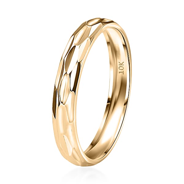 Hammered Texture Band Ring In 10K Yellow Gold 1.75 Grams