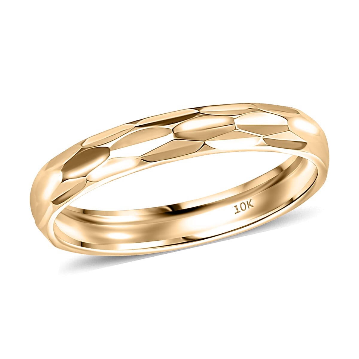 Hammered Texture Band Ring in 10K Yellow Gold 1.75 Grams