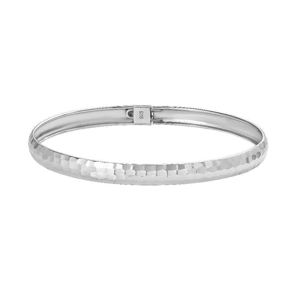 Hammered Textured Bangle Bracelet in Sterling Silver (7.25 in) 4.60 Grams
