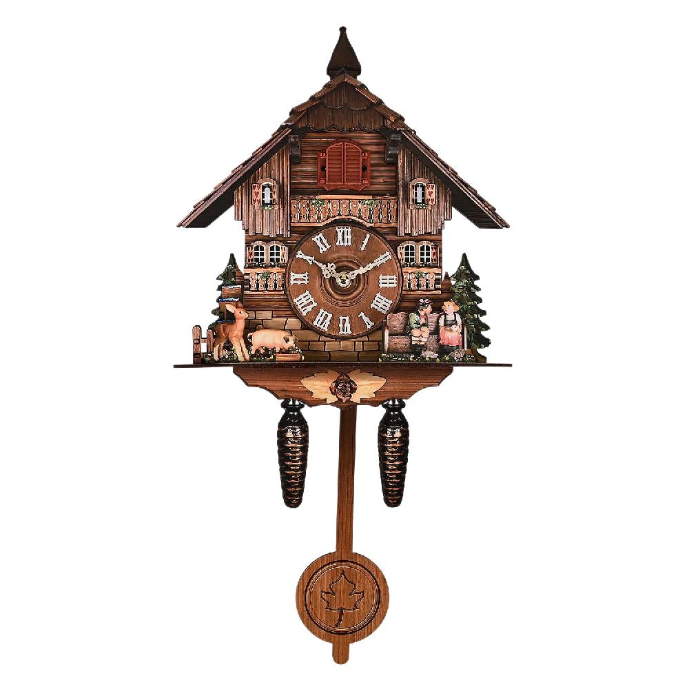 Handcrafted Cuckoo Pendulum Quartz Movement Bird Wall Clock with Sound (Battery Not Included)