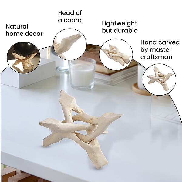 Handcrafted Natural Color Wooden Tripod Cobra Stand