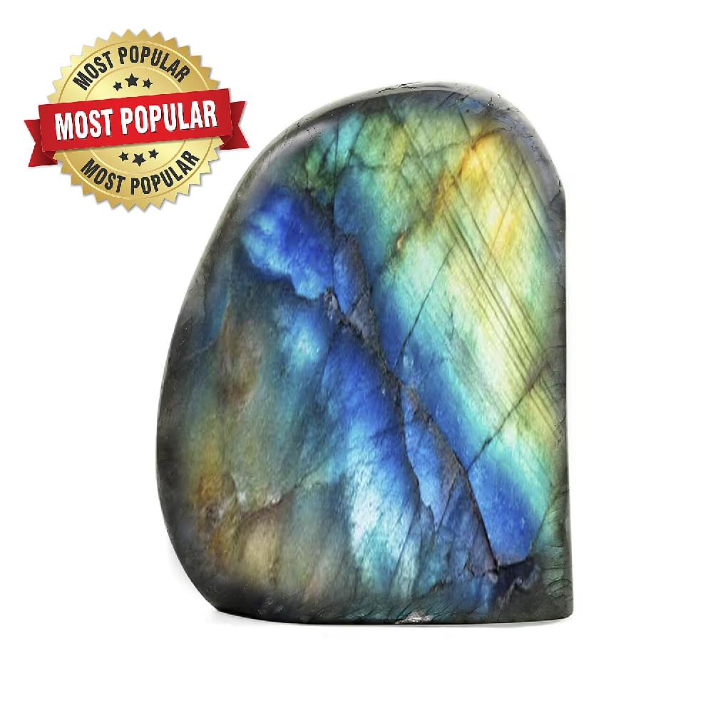 Handcrafted Natural Iridescent Madagascar Labradorite Gemstone 1.59 Lbs