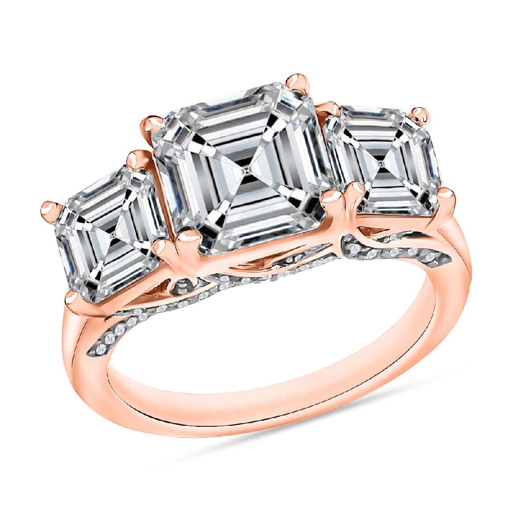 Heart and Arrow Cut Moissanite 5.35 ctw Ring in 18K Vermeil Rose Gold Over Sterling Silver (Del. in 10-12 Days)