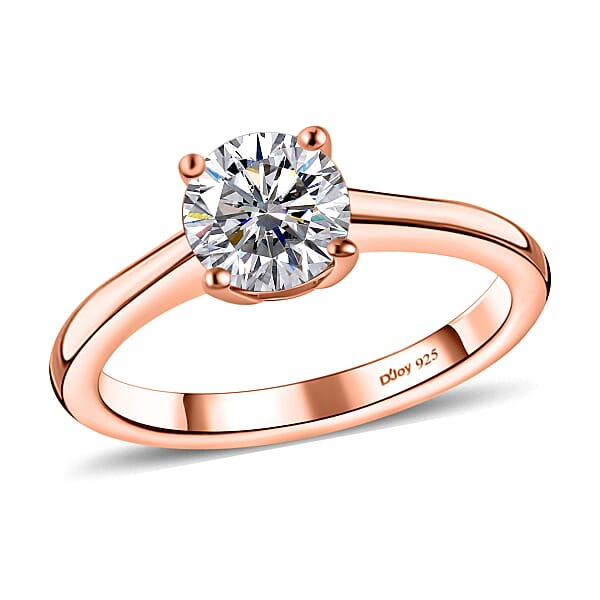 Heart And Arrows Cut Moissanite 2.35 Ctw Solitaire Ring Stud Earrings And Pendant Without Chain In Vermeil RG Over Sterling Silver