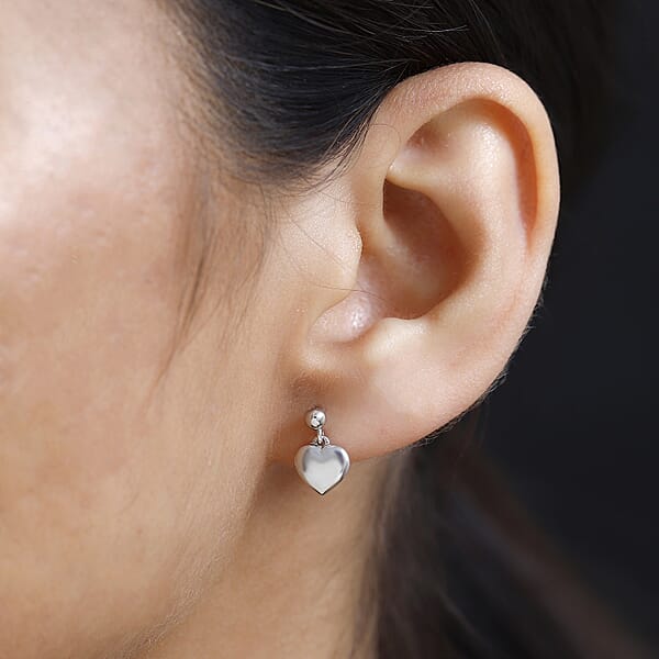 Heart Earrings In 10K White Gold 2 Grams (Del. In 10-12 Days)