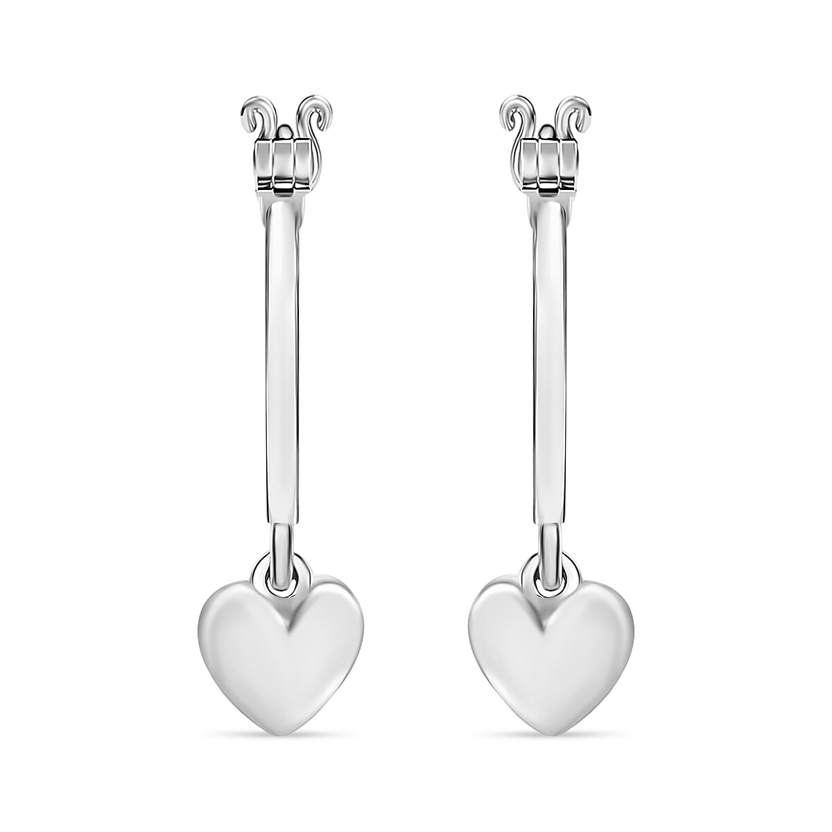 Heart Hoop Earrings in 10K White Gold 3.80 Grams (Del. in 10-12 Days)