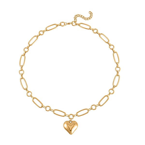 Heart Necklace 20-22 Inches And Earrings And Bracelet (7.50-9.50In) In Goldtone