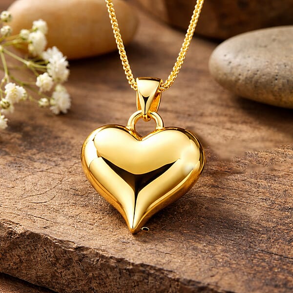 Heart Pendant Necklace In 24K Yellow Gold 3.69 Grams (18 Inches)