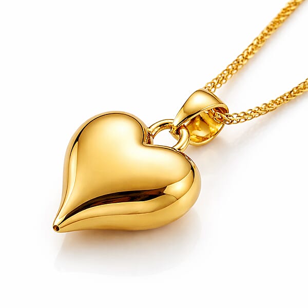 Heart Pendant Necklace In 24K Yellow Gold 3.69 Grams (18 Inches)