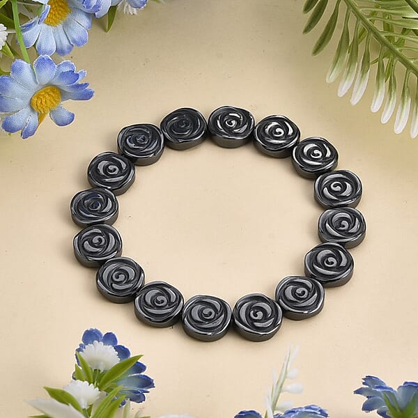 Hematite Beaded Stretch Bracelet 127.50 Ctw (7.25-7.75 Inches)