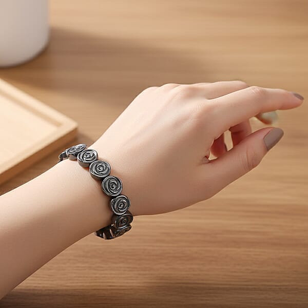Hematite Beaded Stretch Bracelet 127.50 Ctw (7.25-7.75 Inches)