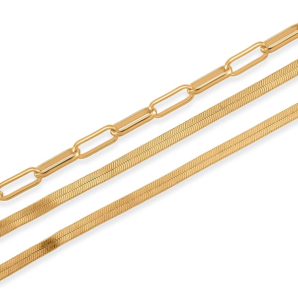 Herringbone And Oval Link Chain Necklace In Goldtone 20-22 Inches