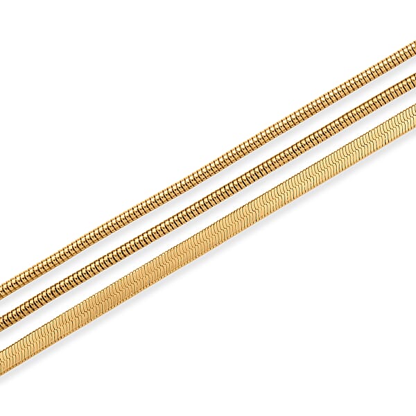 Herringbone And Snake Chain Necklace In Goldtone 20-22 Inches