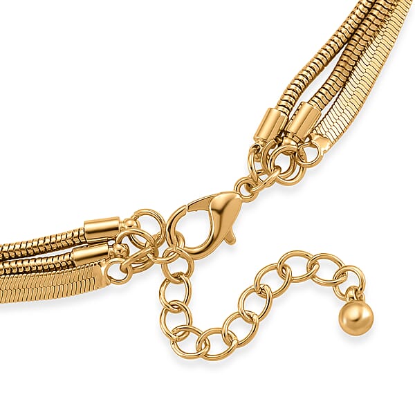 Herringbone And Snake Chain Necklace In Goldtone 20-22 Inches