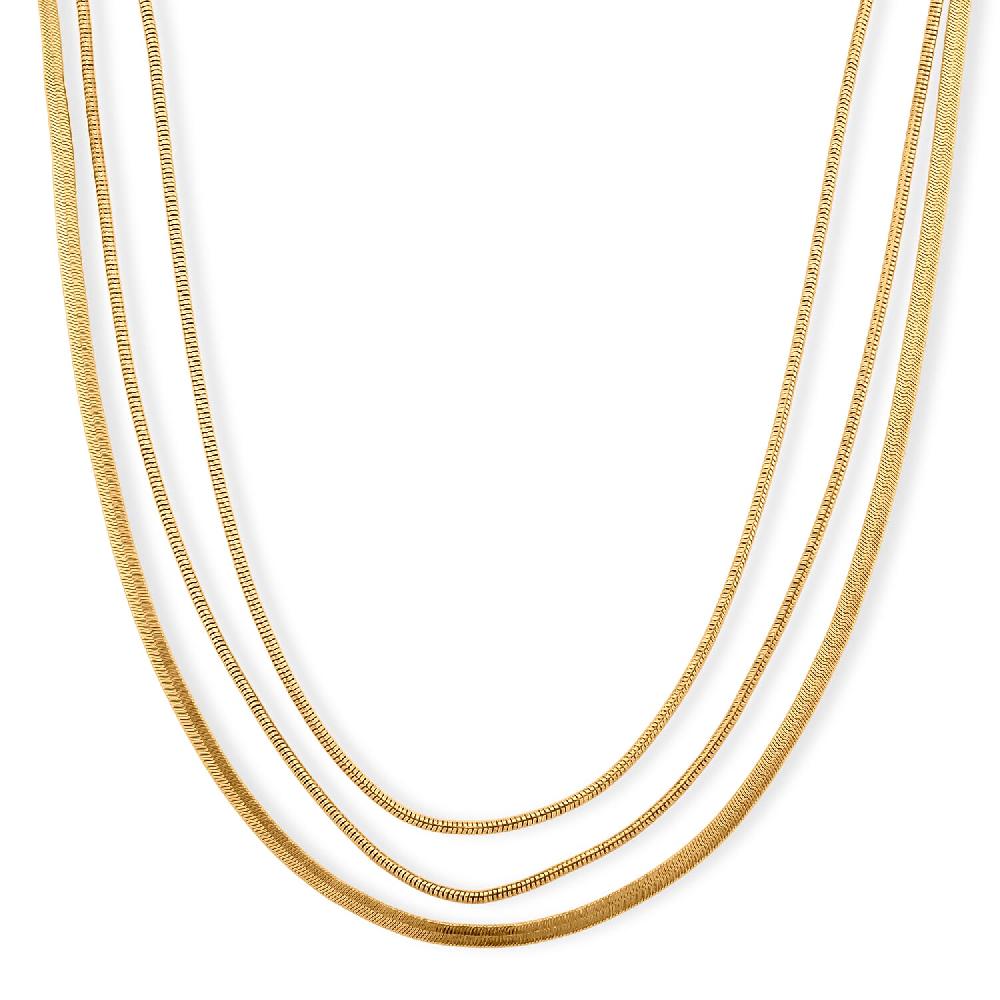 Herringbone and Snake Chain Necklace in Goldtone 20-22 Inches