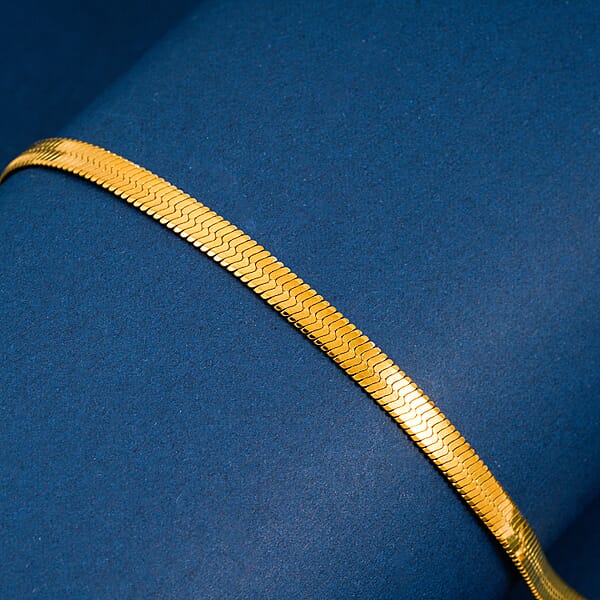 Herringbone Chain Bracelet (7.5-9.5In) In ION Plated YG And Stainless Steel
