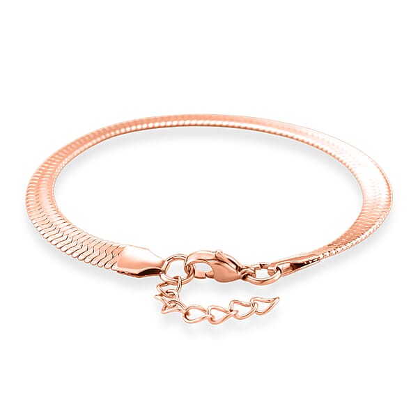 Herringbone Chain Bracelet In ION Plated RG Stainless Steel (7.0-8.0In)