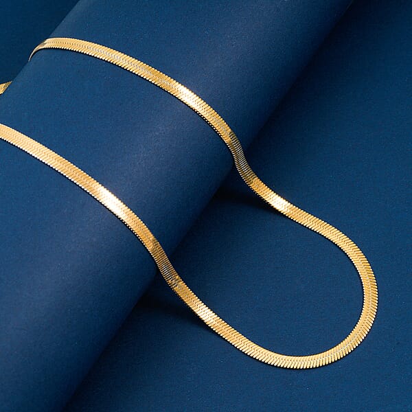Herringbone Chain Necklace In ION Plated YG And Stainless Steel 20-22 Inches