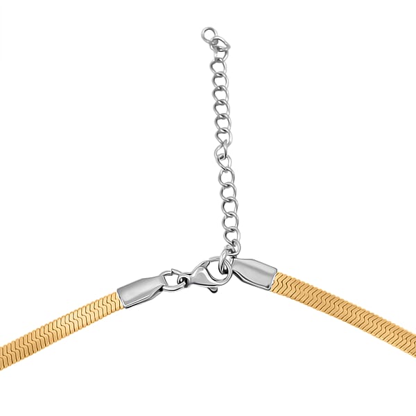 Herringbone Chain Necklace In ION Plated YG And Stainless Steel 20-22 Inches