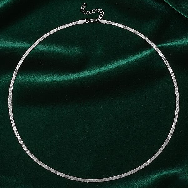 Herringbone Chain Necklace In Stainless Steel (24-26 Inches)