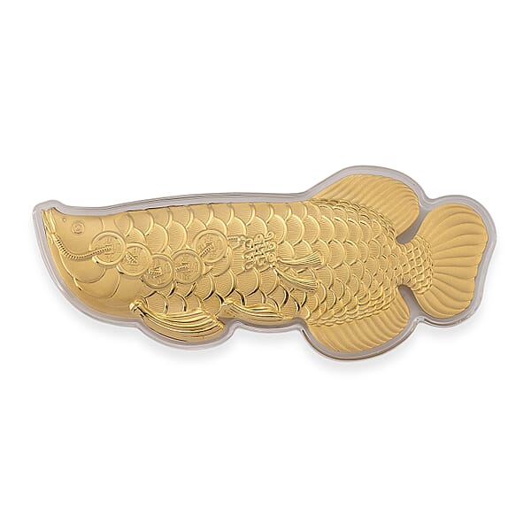 Holiday Gift Collection 24K Yellow Golden Fortune Fish With Pedestal 100mg