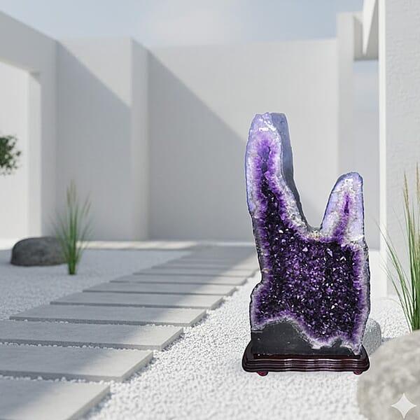 Home And Office Decor Uruguayan Amethyst Geode On Wooden Base - 641 Lbs (63x33x16)