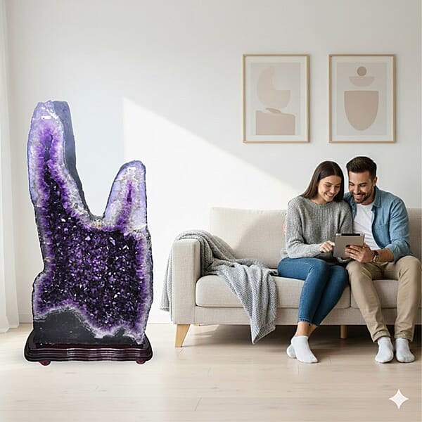 Home And Office Decor Uruguayan Amethyst Geode On Wooden Base - 641 Lbs (63x33x16)