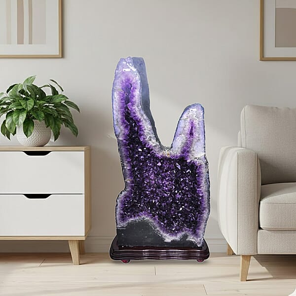 Home And Office Decor Uruguayan Amethyst Geode On Wooden Base - 641 Lbs (63x33x16)