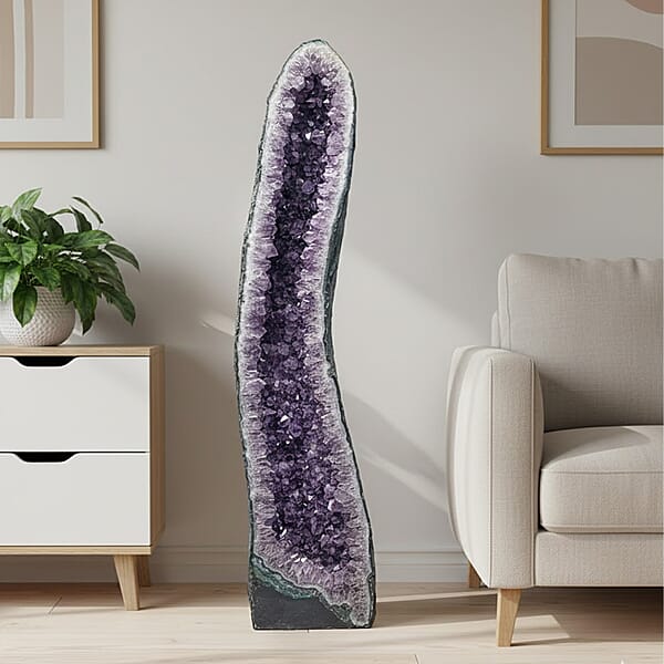 Home And Office Decor Uruguayan Amethyst Geode On Wooden Base - 269 Lbs (57x11)