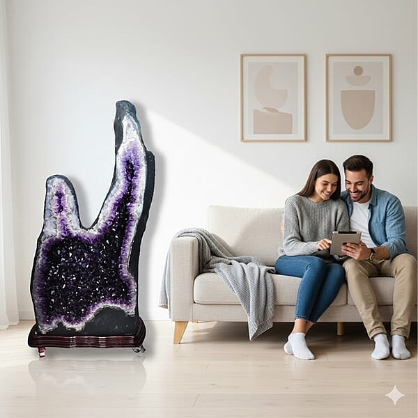 Home And Office Decor Uruguayan Amethyst Geode With Stand - 754 Lbs (67x35)