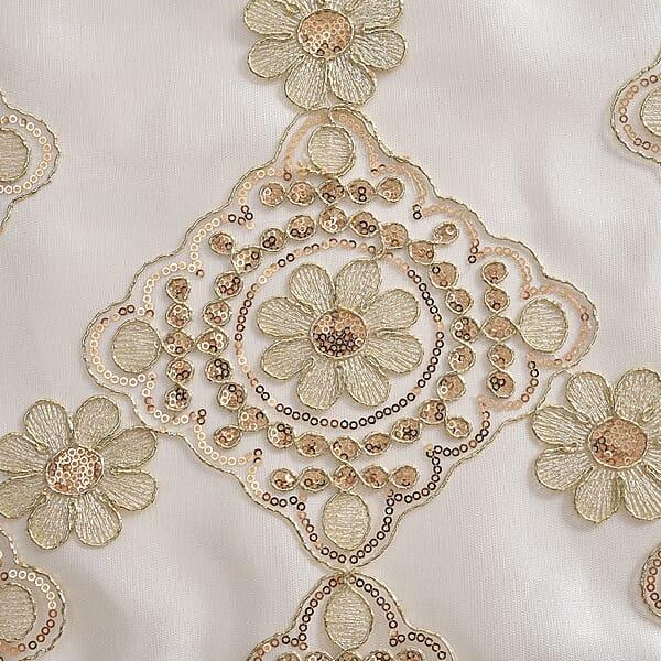 Homesmart Beige Golden Dining Table Runner Embroidered Polyester Room Decor Kitchen Rustic Lace Tablecloth For Wedding Decor