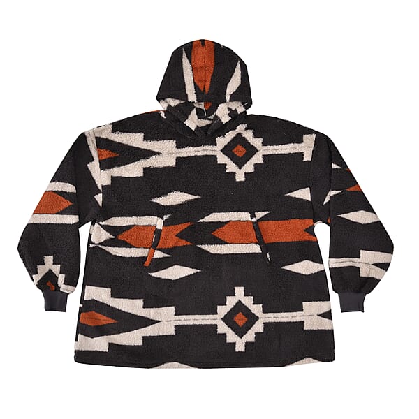 Homesmart Black Tribal Pattern Long Sleeve Sweatshirt With Hood