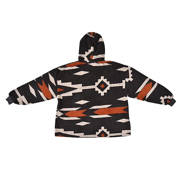 Homesmart Black Tribal Pattern Long Sleeve Sweatshirt With Hood