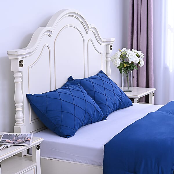 Homesmart Blue Solid Microfiber Quilt And Set Of 2 Shams - Queen