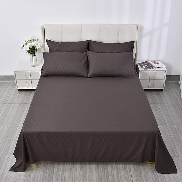 Homesmart Brown Embossed 6pcs Polyester Sheet Set - Queen Bed Sheets Fitted Sheet Bed Sheet Set Microfiber Sheets