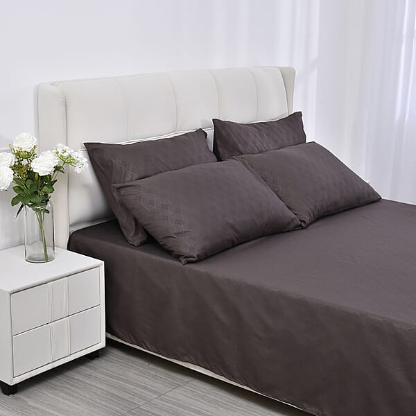 Homesmart Brown Embossed 6pcs Polyester Sheet Set - Queen Bed Sheets Fitted Sheet Bed Sheet Set Microfiber Sheets