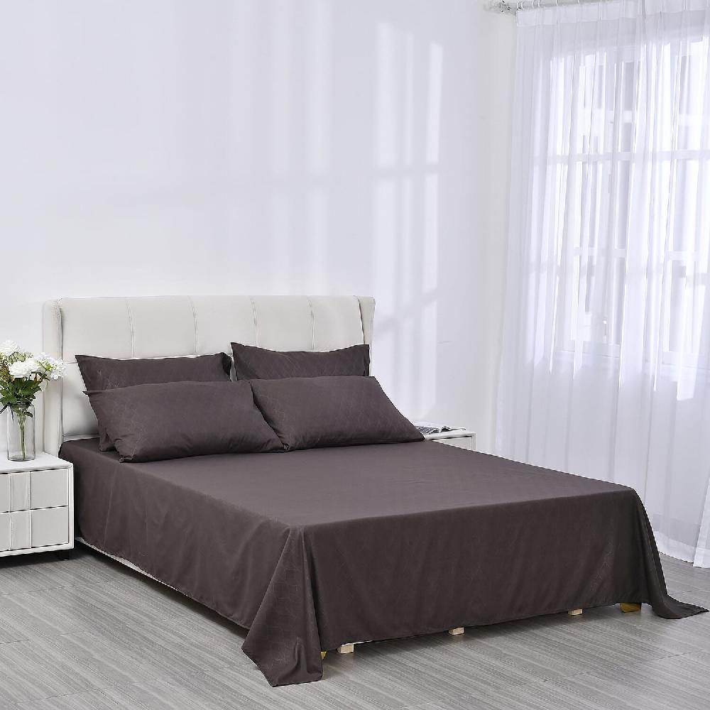 Homesmart Brown Embossed 6pcs Polyester Sheet Set - Queen Bed Sheets Fitted Sheet Bed Sheet Set Microfiber Sheets