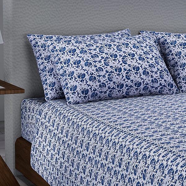 Homesmart Elegant Floral Print Pattern 6 Pcs Microfiber Sheet Set (with 14 Deep Pocket) - King Bed Sheets Fitted Sheet Bed Sheet Set Microfiber Sheets