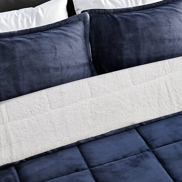 Homesmart Gray 3 Layer Quilted Microfiber Flannel And Sherpa Reversible Comforter And Set Of 2 Shams Microfiber Comforter Best Comforter Sets Bed Comforters Comforter Set For Bedroom
