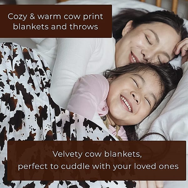 Homesmart Heirloom Cow Print Super Soft Warm & Cozy Throw Blanket Microfiber Soft Blanket Bedding Home Decor
