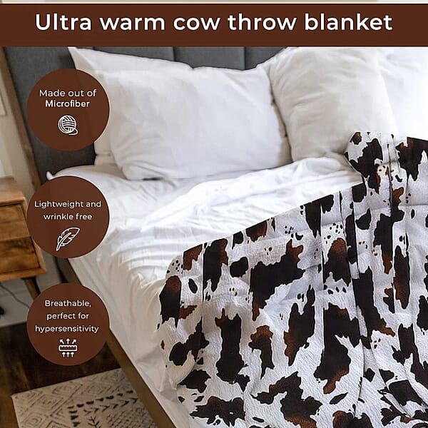 Homesmart Heirloom Cow Print Super Soft Warm & Cozy Throw Blanket Microfiber Soft Blanket Bedding Home Decor