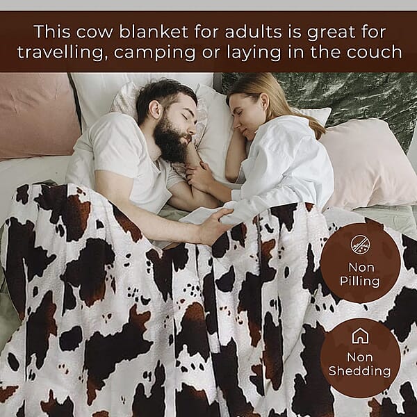 Homesmart Heirloom Cow Print Super Soft Warm & Cozy Throw Blanket Microfiber Soft Blanket Bedding Home Decor