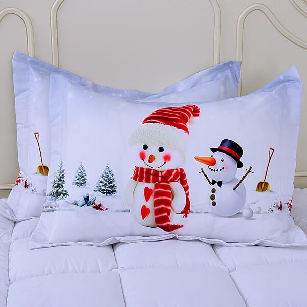 Homesmart Microfiber Snowman Friends Pattern Comforter And Set Of 2 Shams