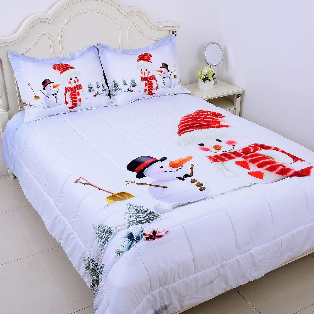 Homesmart Microfiber Snowman Friends Pattern Comforter and Set of 2 Shams