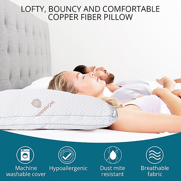 Homesmart Premium Adjustable Hypoallergenic Shredded Memory Foam CertiPUR Pillow With Copper Cover (Queen Microfiber)