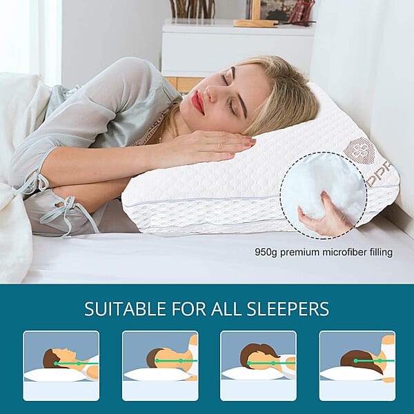 Homesmart Premium Adjustable Hypoallergenic Shredded Memory Foam CertiPUR Pillow With Copper Cover (Queen Microfiber)