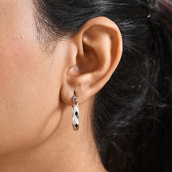 Honeycomb Hoop Earrings In 950 Palladium 4.20 Grams