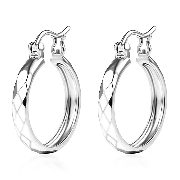 Honeycomb Hoop Earrings In 950 Palladium 4.20 Grams