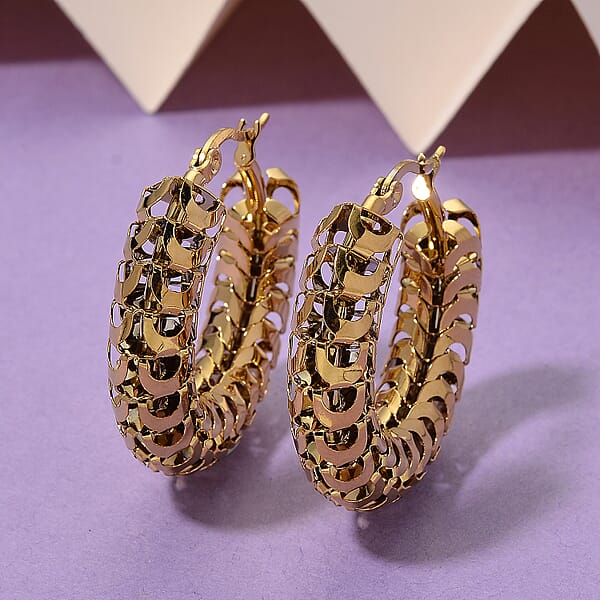 Hoop Earrings In ION Plated YG Stainless Steel