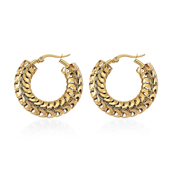 Hoop Earrings In ION Plated YG Stainless Steel